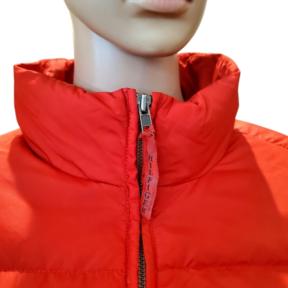 Tommy Hilfigger Down Puffer Red Jacket XL full zip Unisex 55%Down 45% Feathers - Picture 3 of 12